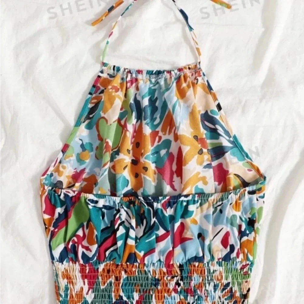 SHEIN Women’s Halter Colorful Tank Top Size Medium - Picture 2 of 5